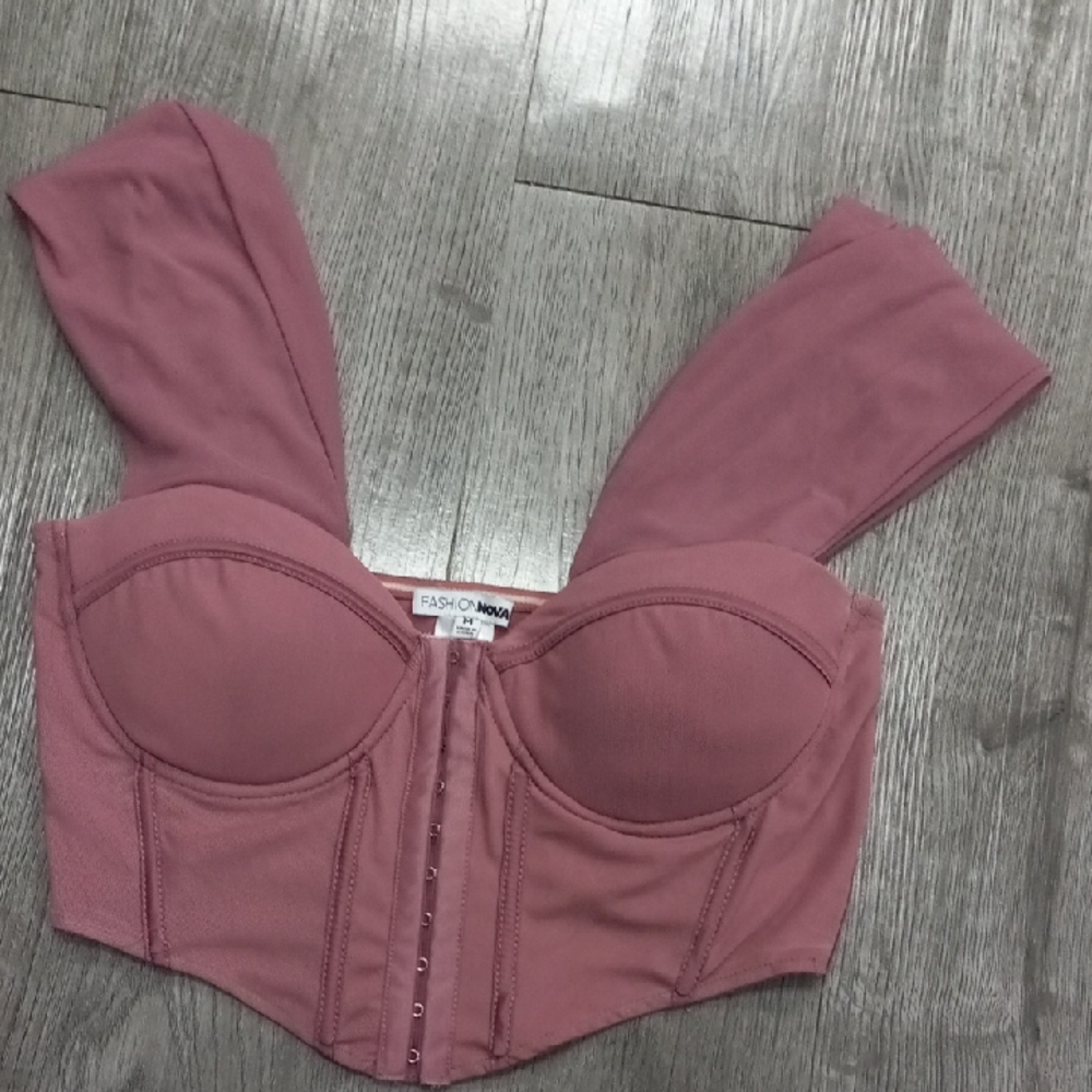 Fashion Nova Mauve Zip-Up Top